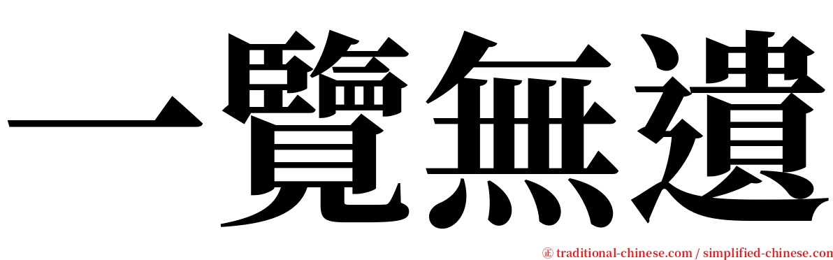 一覽無遺 serif font