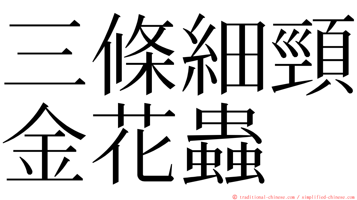 三條細頸金花蟲 ming font