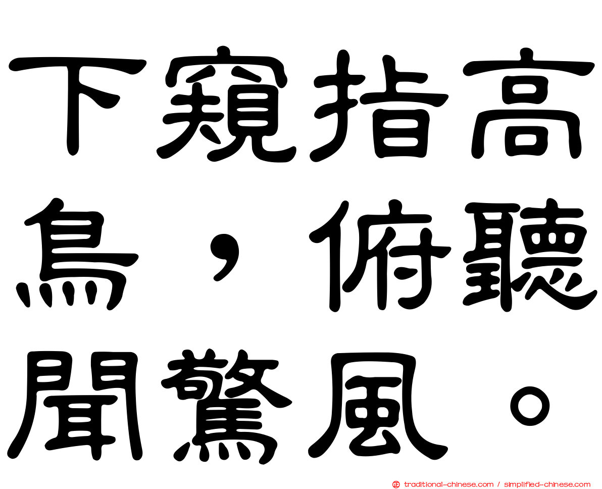 下窺指高鳥，俯聽聞驚風。