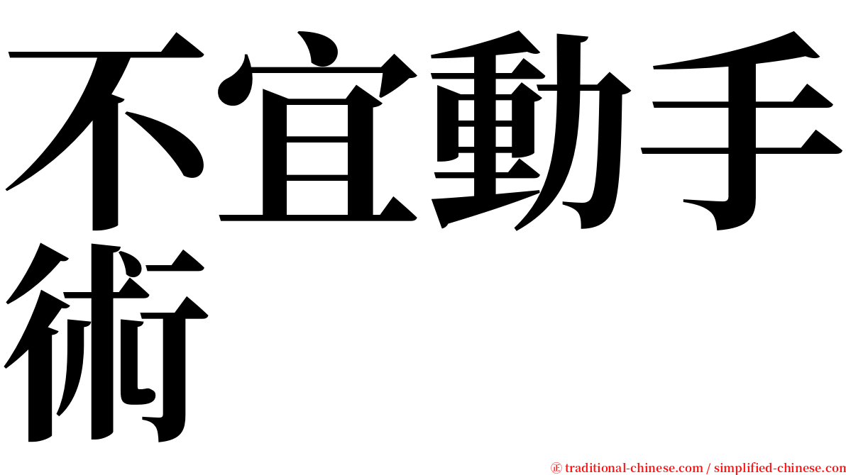 不宜動手術 serif font