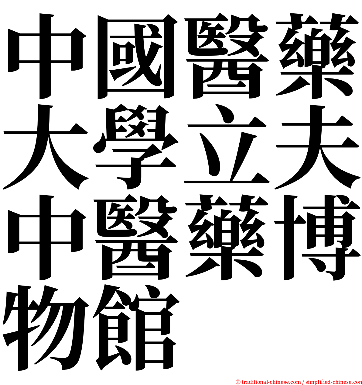 中國醫藥大學立夫中醫藥博物館 serif font