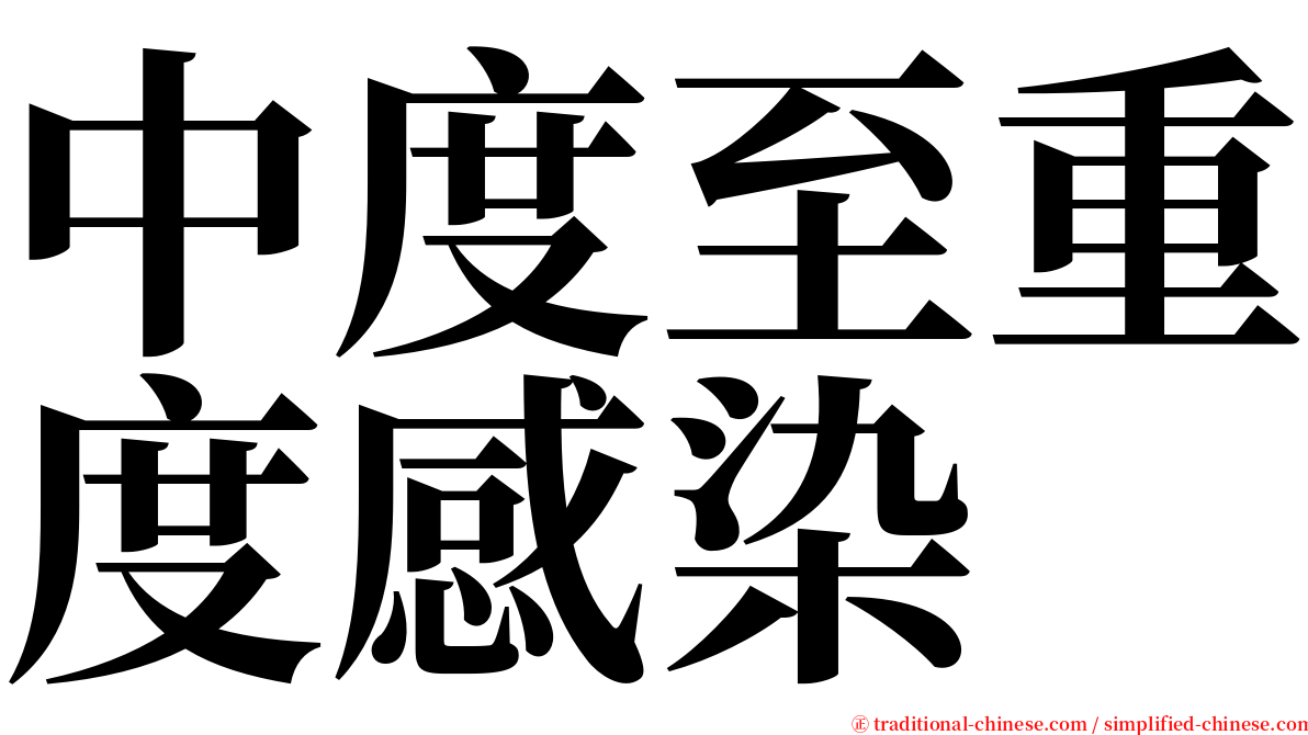 中度至重度感染 serif font