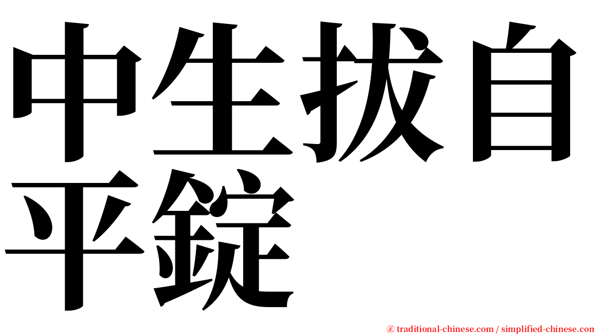 中生拔自平錠 serif font