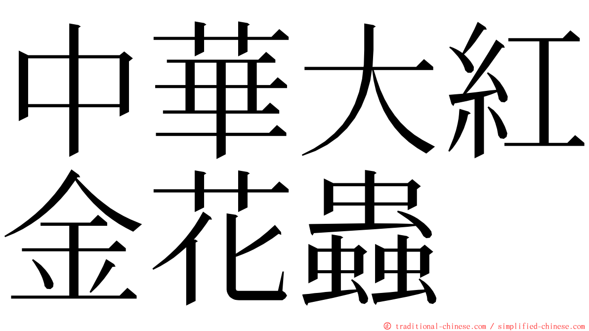 中華大紅金花蟲 ming font