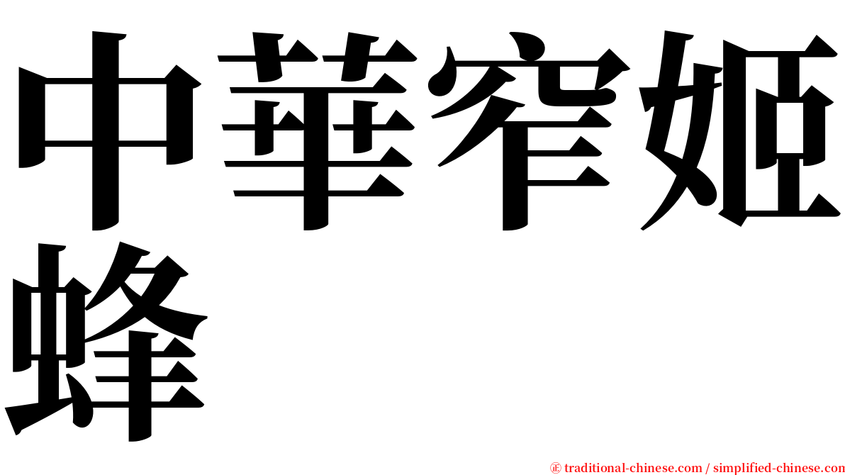 中華窄姬蜂 serif font