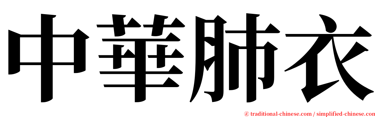 中華肺衣 serif font