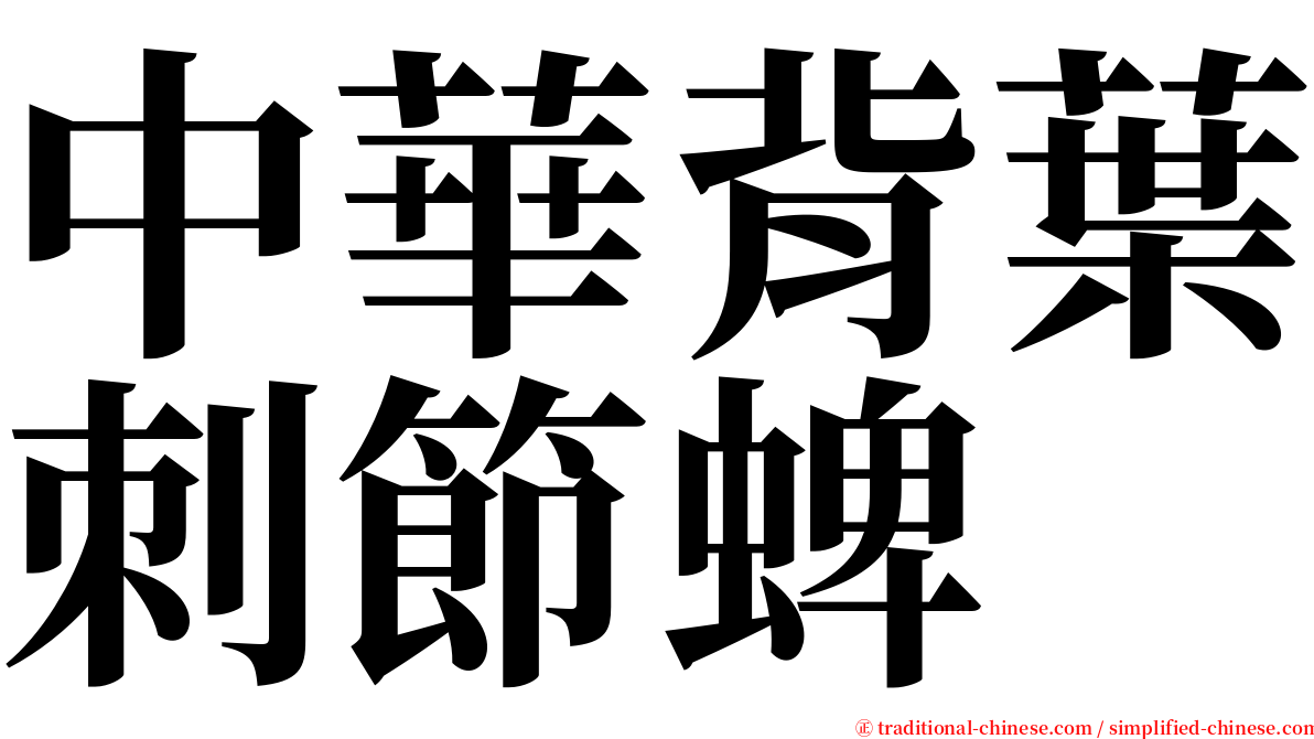 中華背葉刺節蜱 serif font