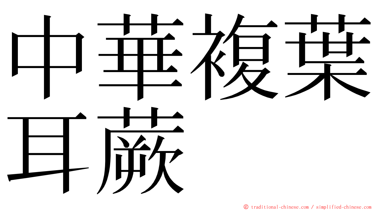 中華複葉耳蕨 ming font