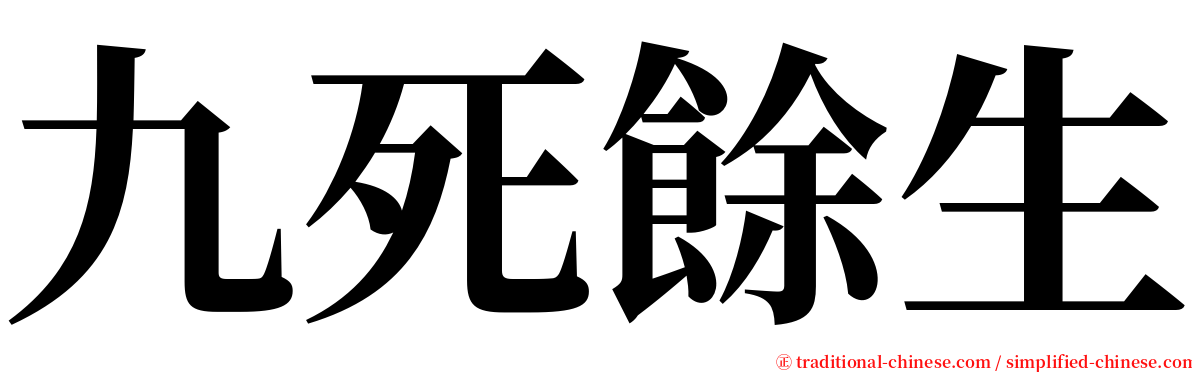 九死餘生 serif font