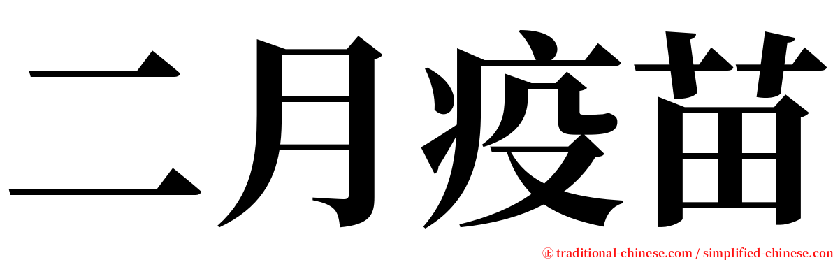 二月疫苗 serif font