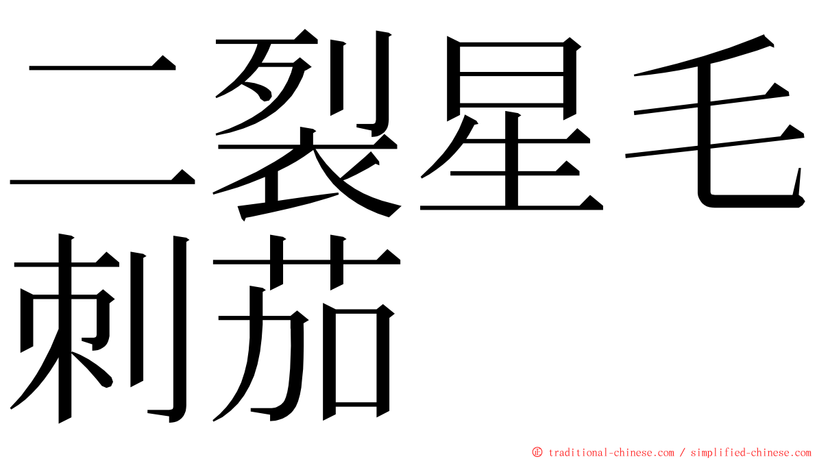 二裂星毛刺茄 ming font