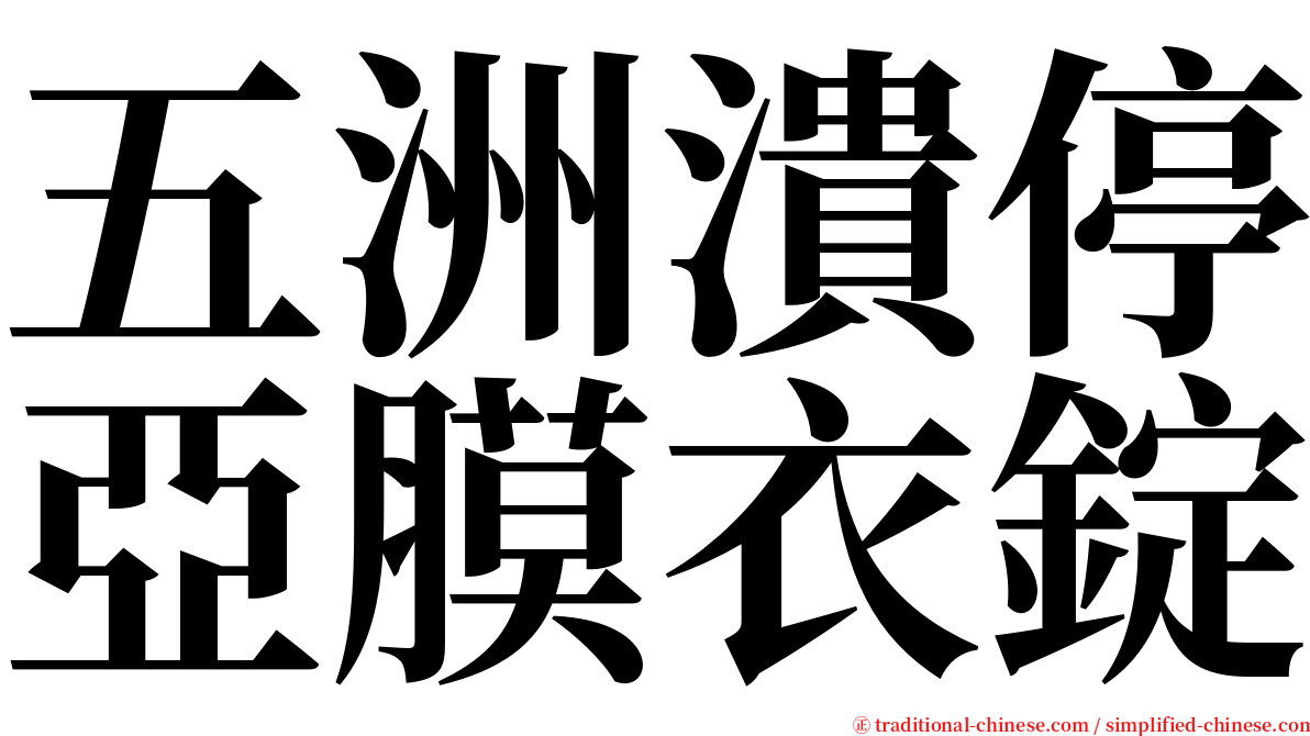 五洲潰停亞膜衣錠 serif font