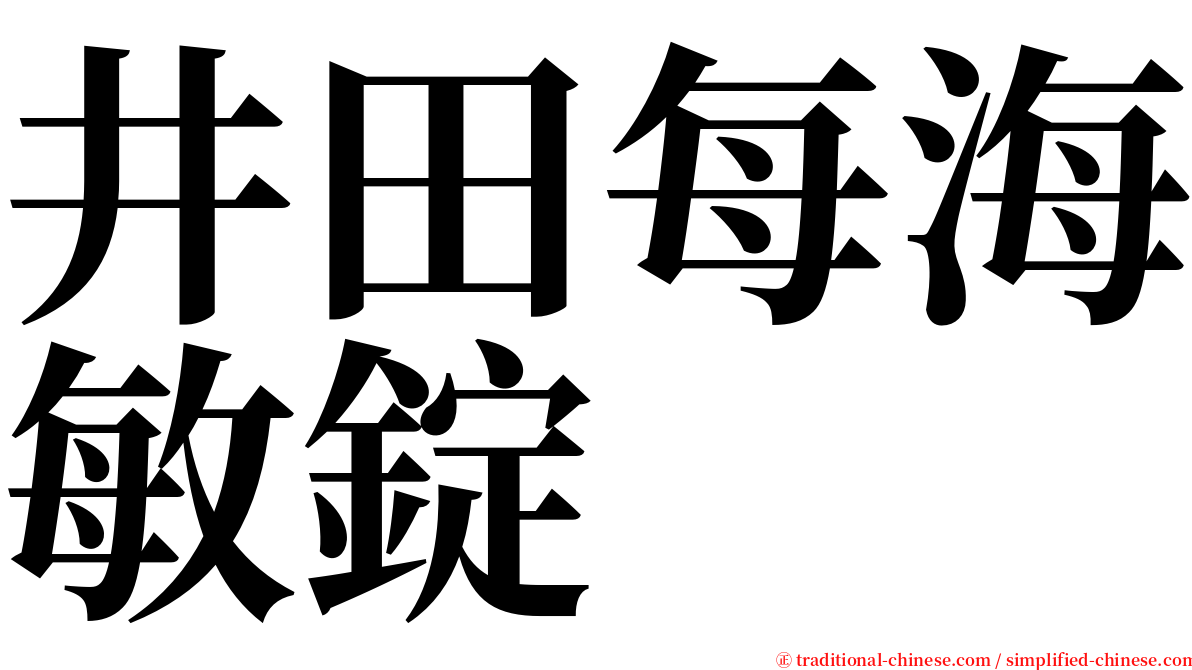井田每海敏錠 serif font