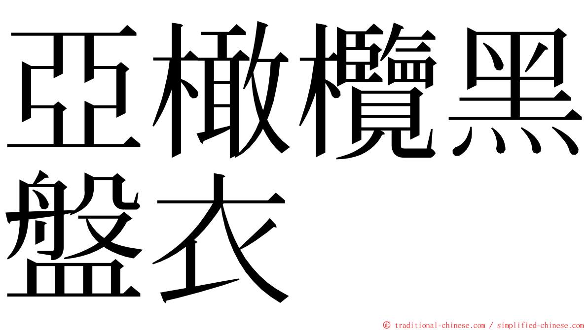 亞橄欖黑盤衣 ming font