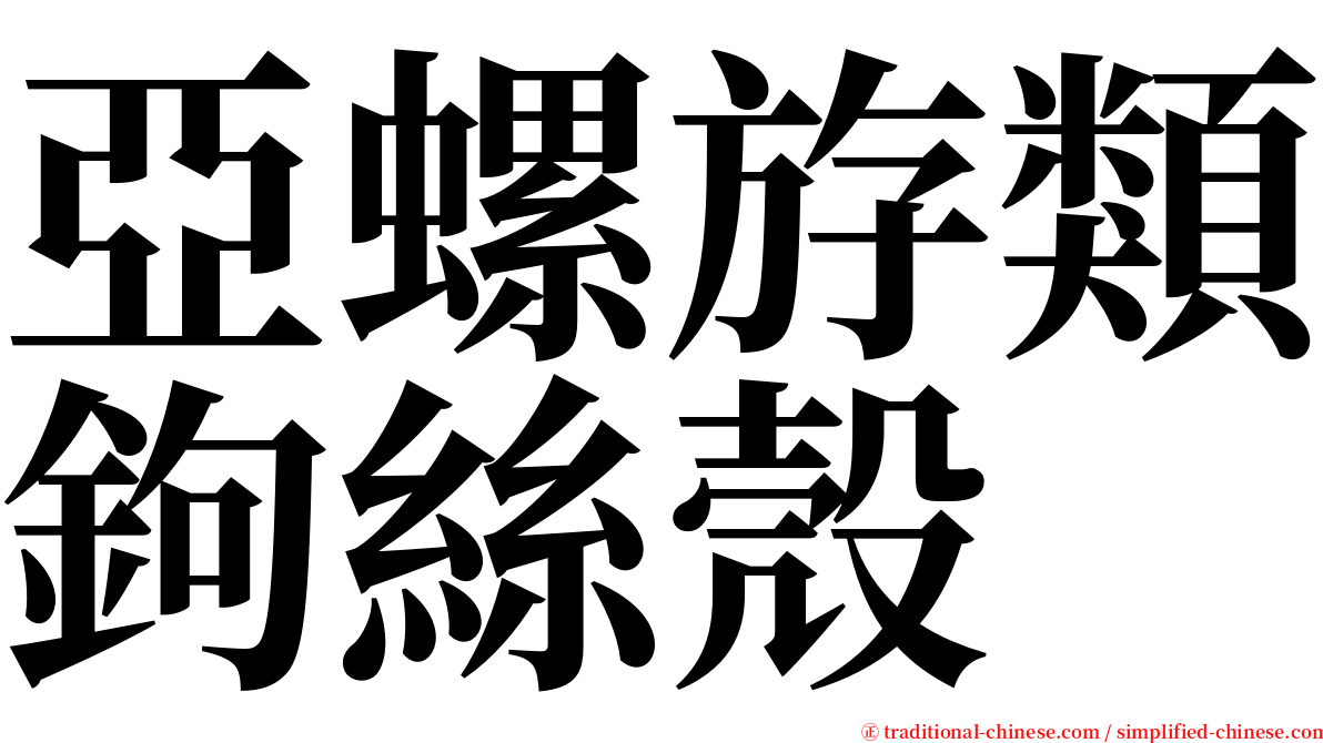 亞螺斿類鉤絲殼 serif font