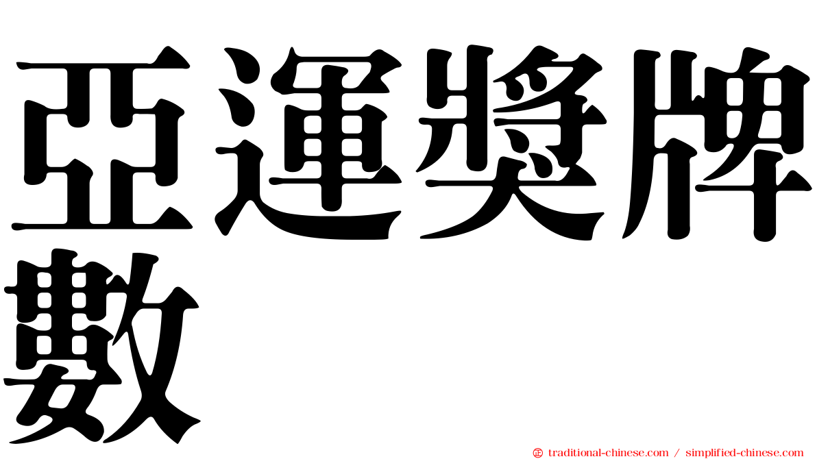 亞運獎牌數