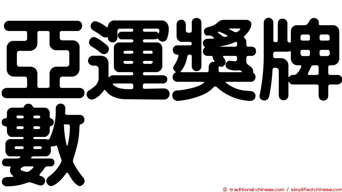 亞運獎牌數