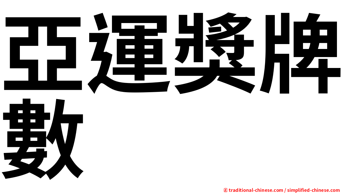 亞運獎牌數