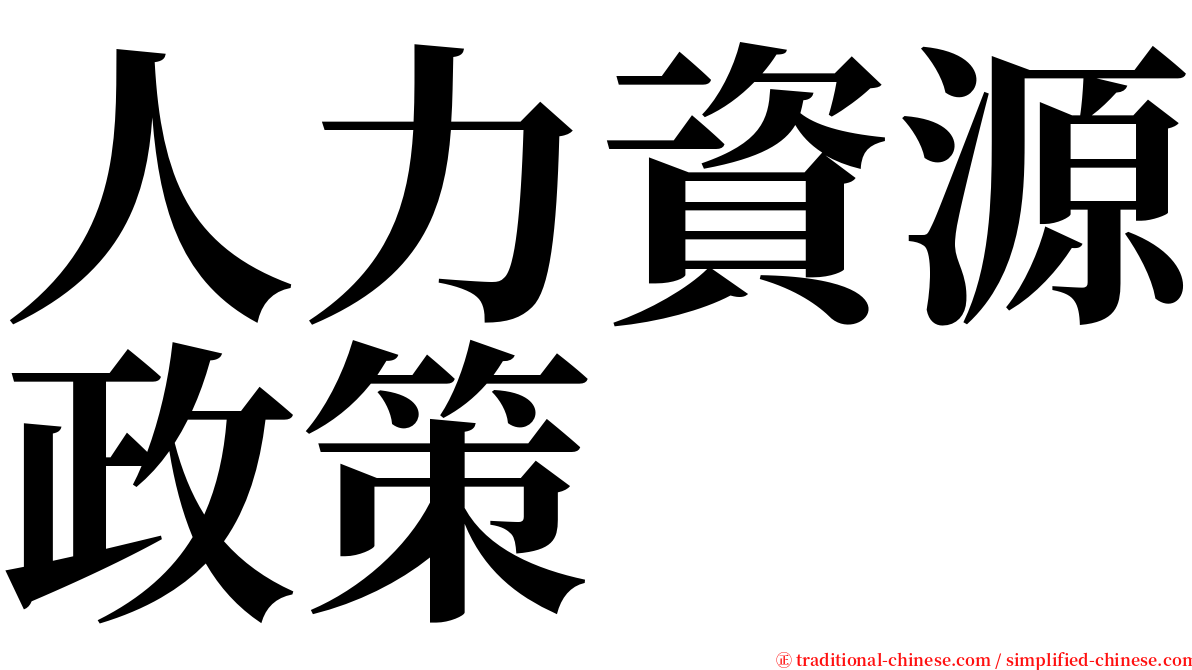 人力資源政策 serif font