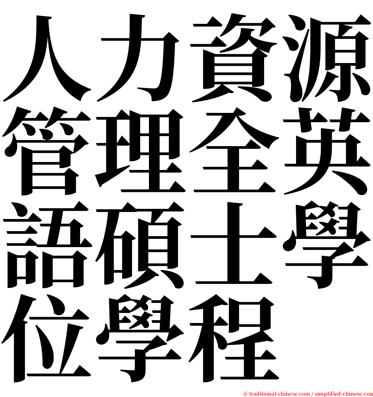 人力資源管理全英語碩士學位學程 serif font