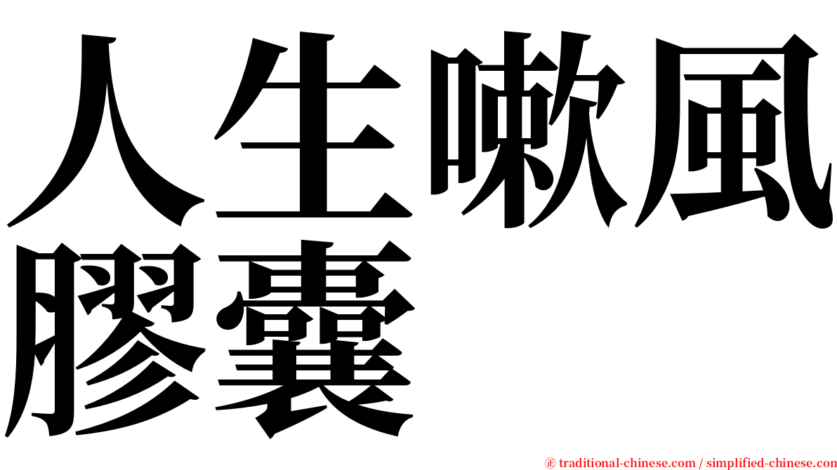 人生嗽風膠囊 serif font