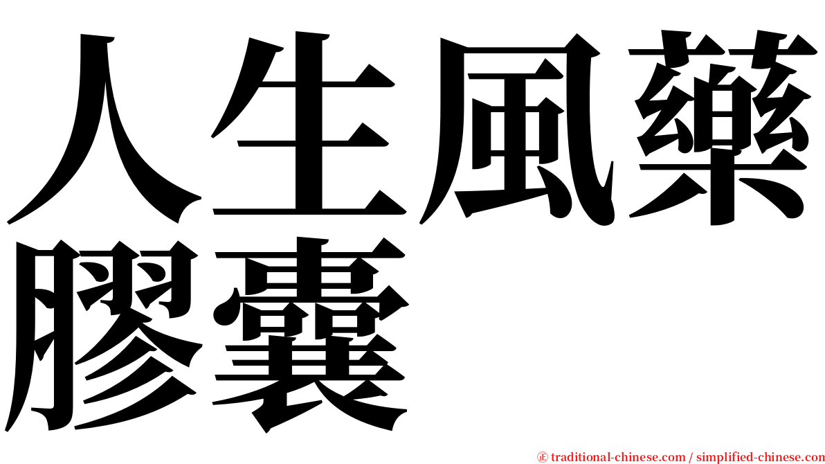 人生風藥膠囊 serif font