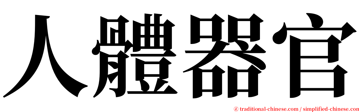 人體器官 serif font