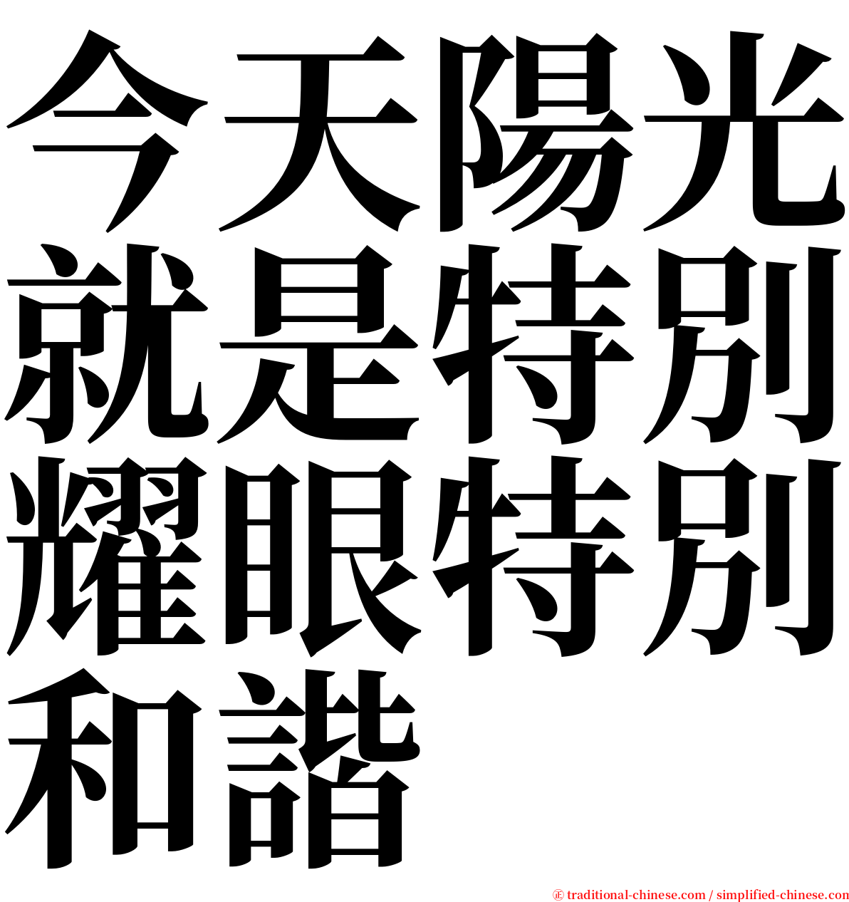 今天陽光就是特別耀眼特別和諧 serif font