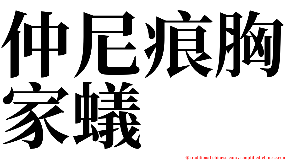 仲尼痕胸家蟻 serif font