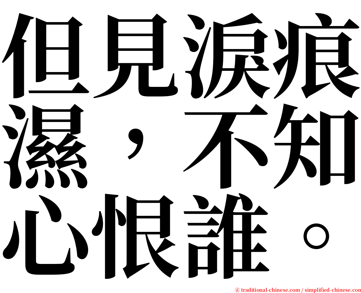 但見淚痕濕，不知心恨誰。 serif font