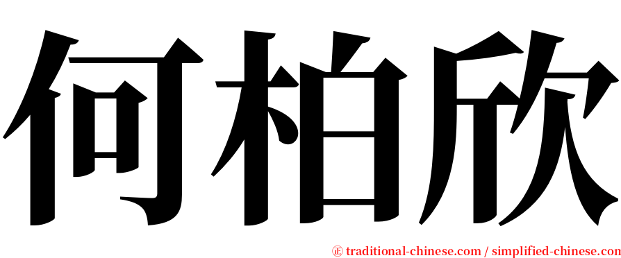 何柏欣 serif font