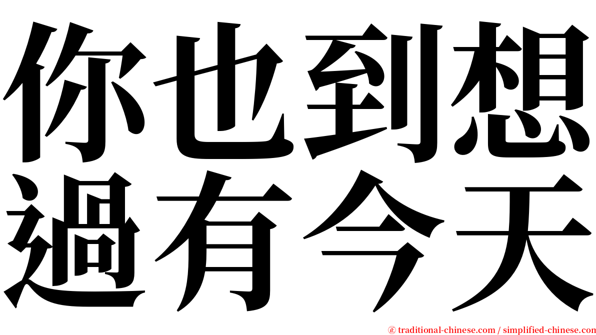 你也到想過有今天 serif font