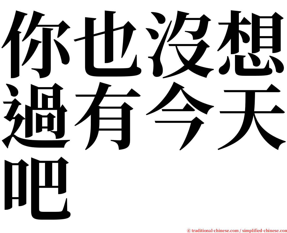 你也沒想過有今天吧 serif font