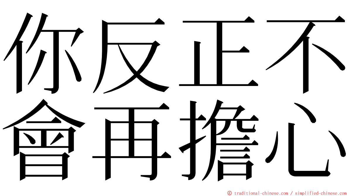 你反正不會再擔心 ming font