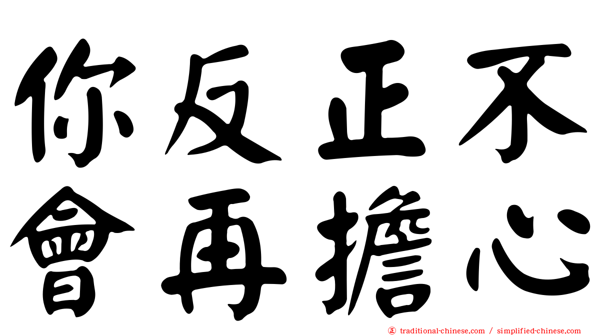 你反正不會再擔心