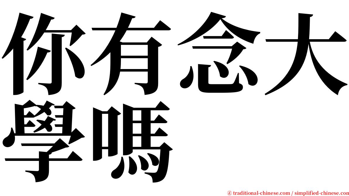 你有念大學嗎 serif font