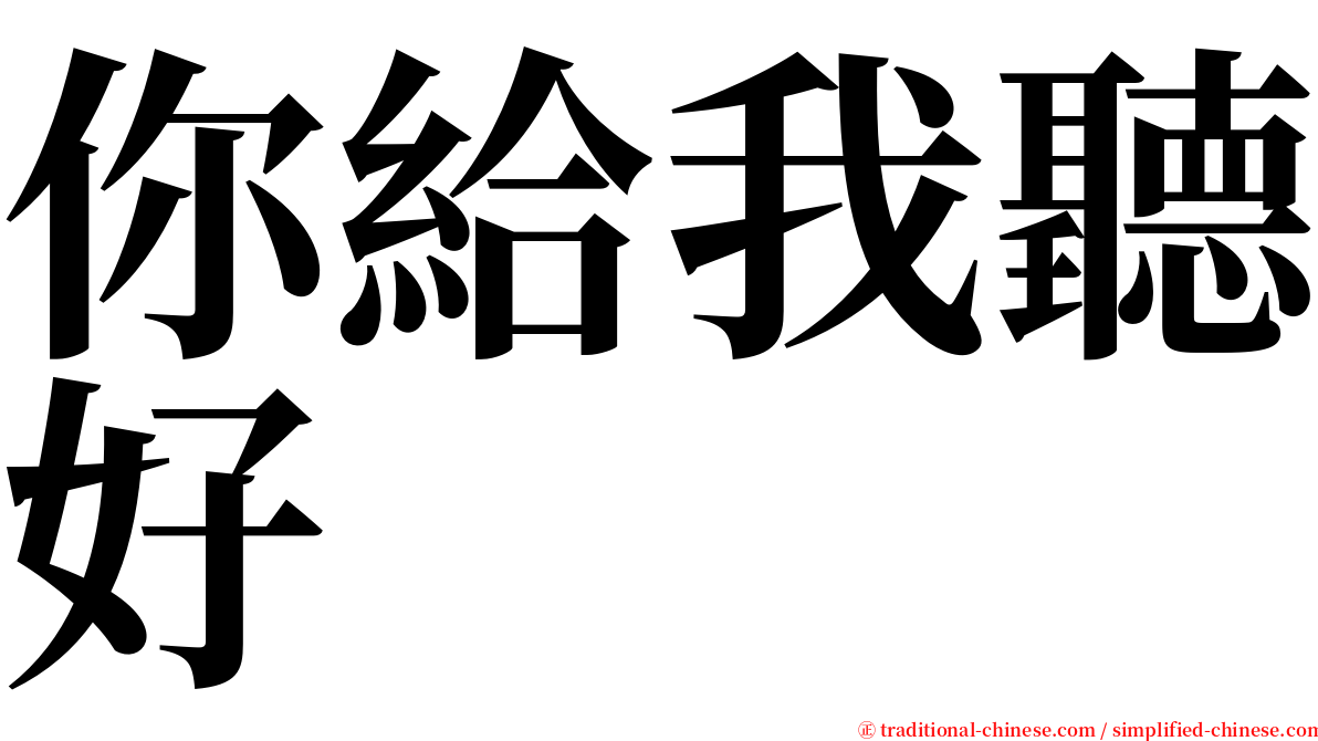 你給我聽好 serif font