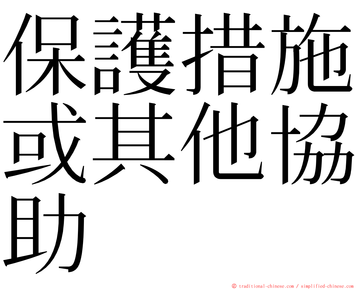 保護措施或其他協助 ming font