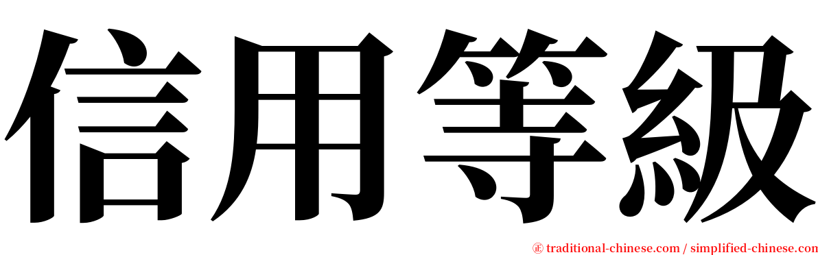 信用等級 serif font