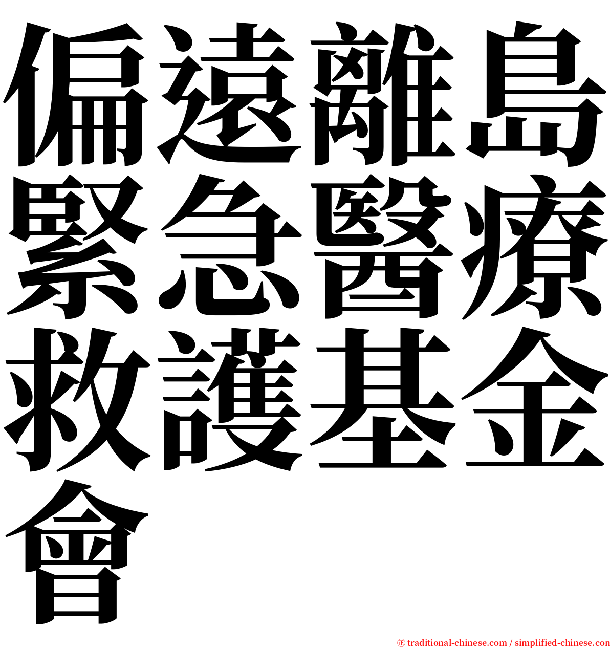 偏遠離島緊急醫療救護基金會 serif font