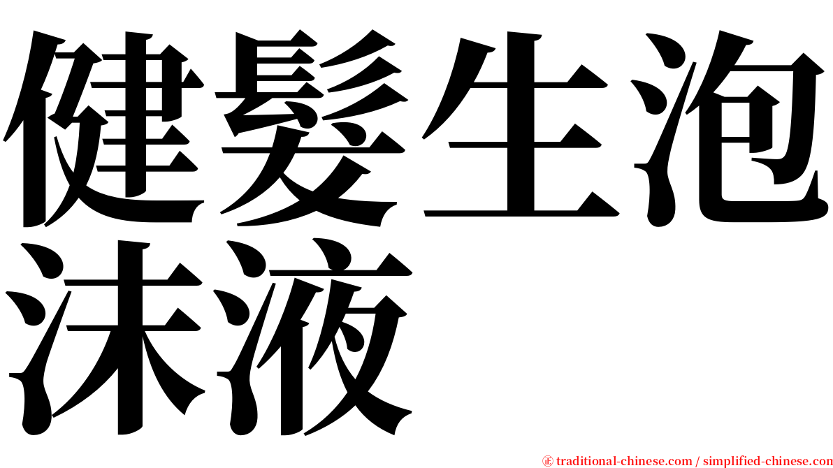 健髮生泡沫液 serif font