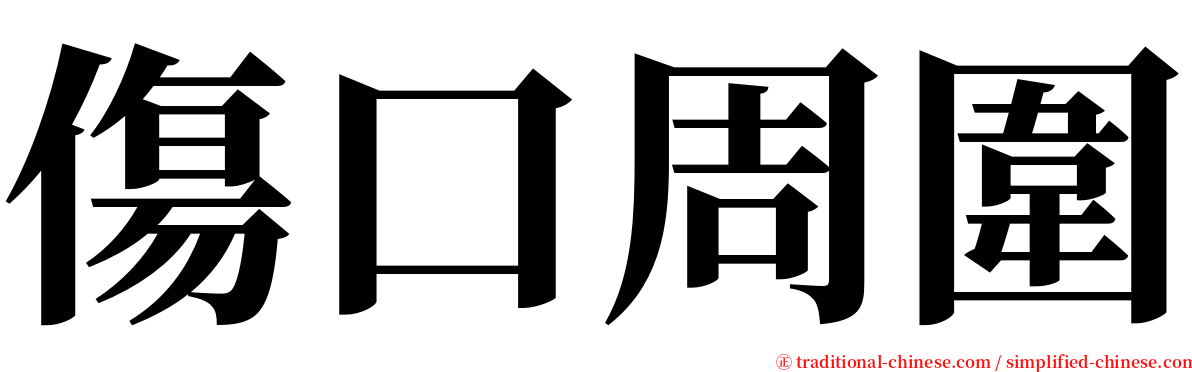 傷口周圍 serif font