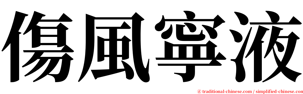 傷風寧液 serif font