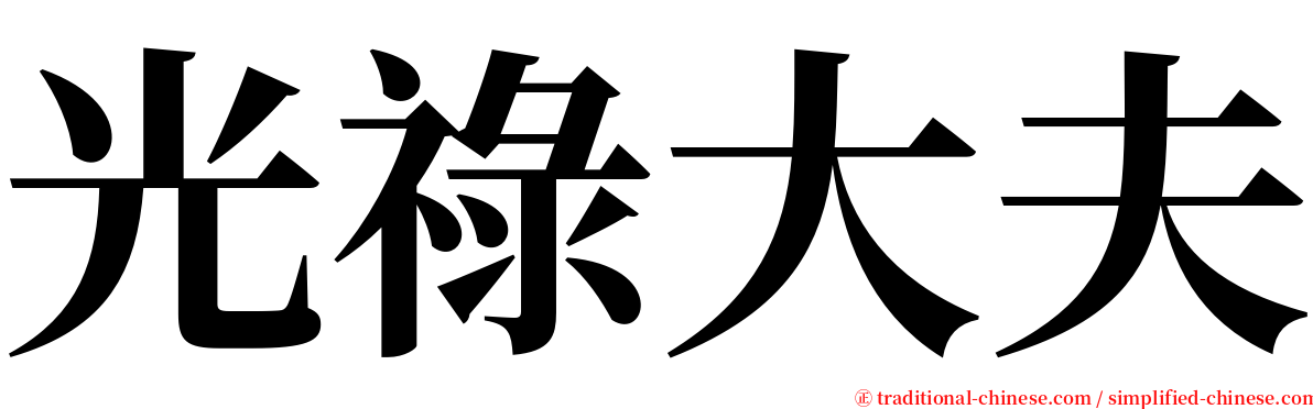 光祿大夫 serif font