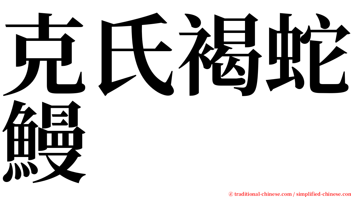 克氏褐蛇鰻 serif font