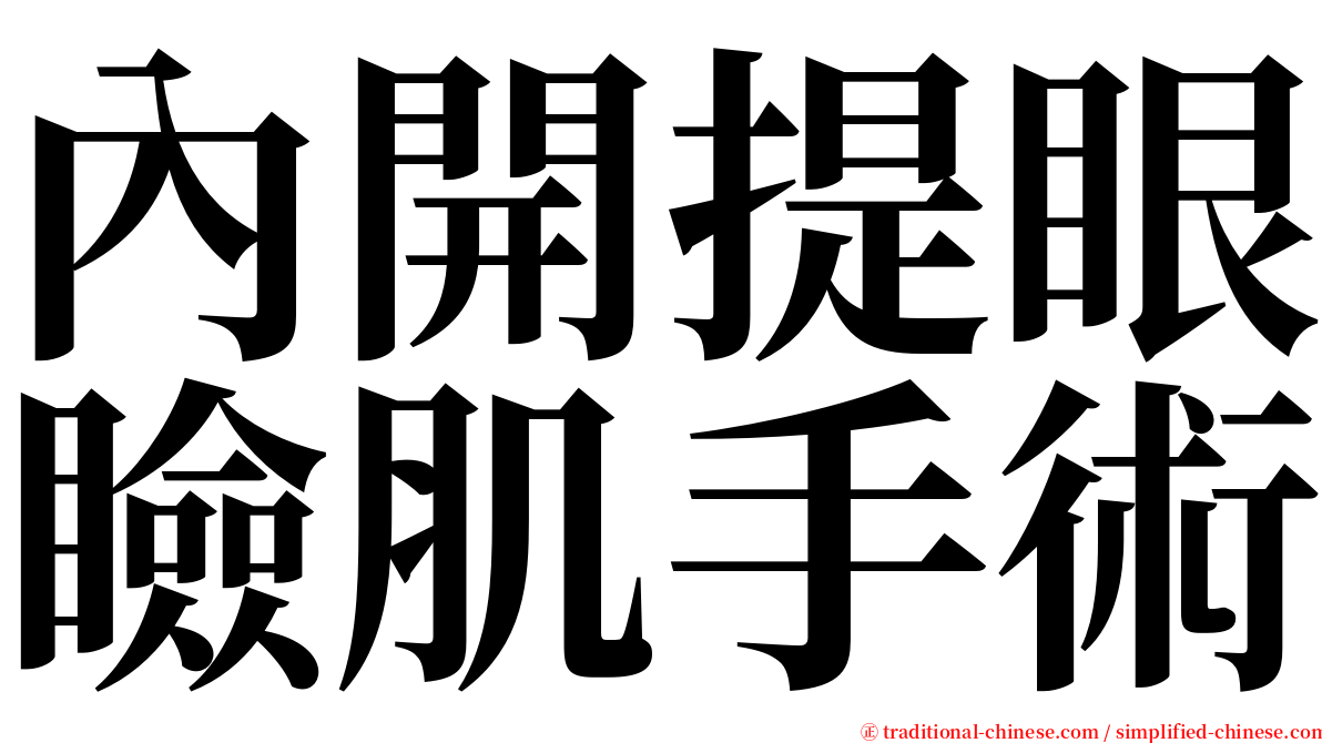 內開提眼瞼肌手術 serif font