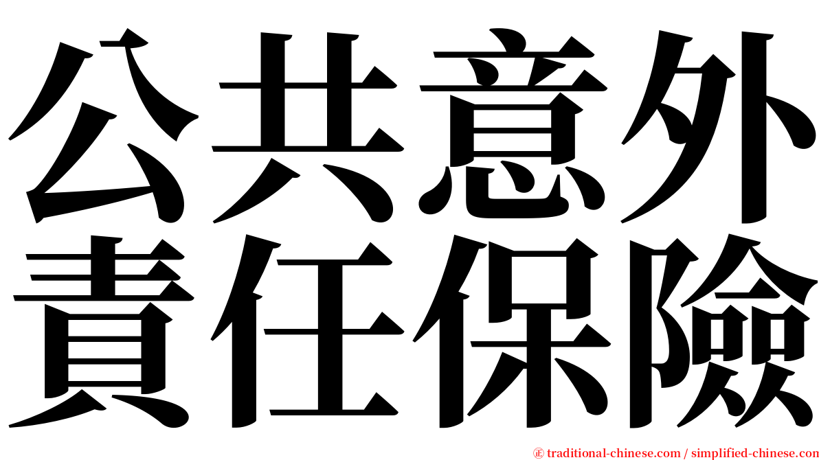 公共意外責任保險 serif font