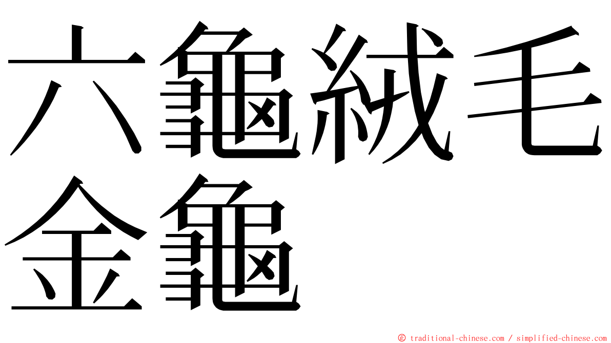 六龜絨毛金龜 ming font