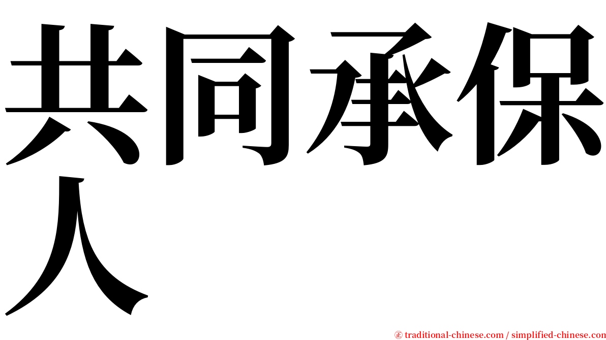 共同承保人 serif font