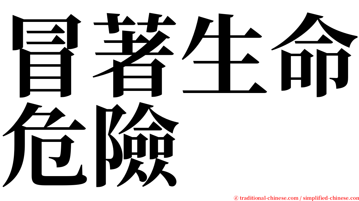 冒著生命危險 serif font